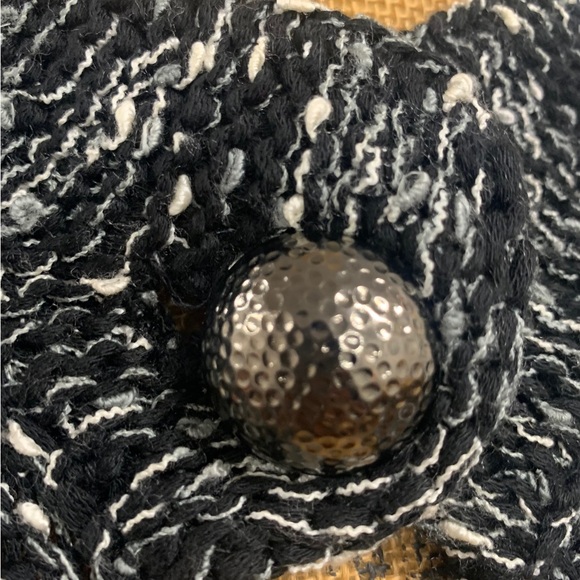 BCBGMAXAZRIA Black White Heather Single Button Heavyweight Cardigan Sweater - Picture 3 of 11